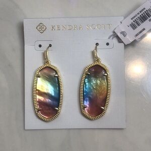 Kendra Scott 14k Gold Plated Elle Drop Earrings Yellow Watercolor Illusion NWT